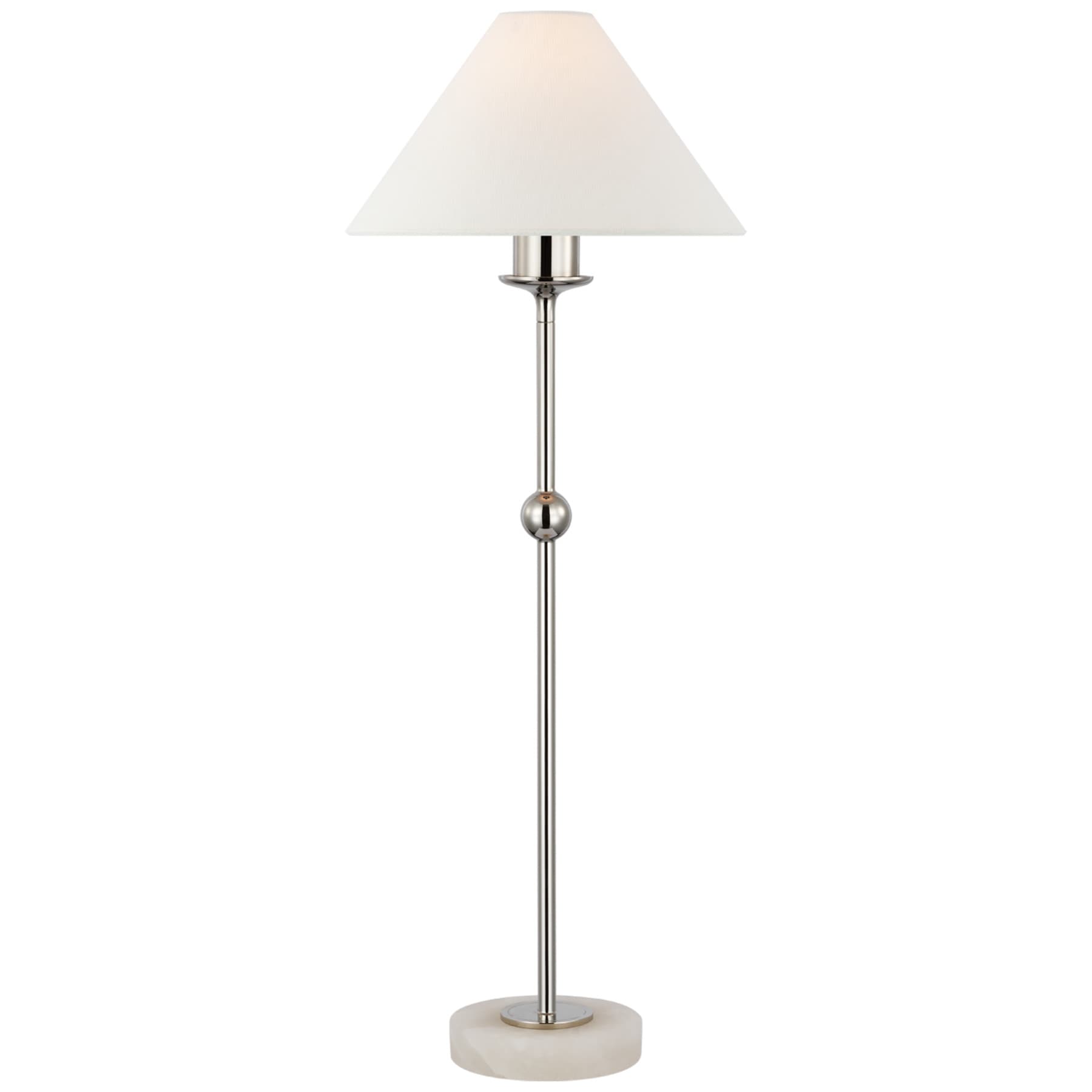 Caspian Medium in Polished Nickel and with Linen Shade