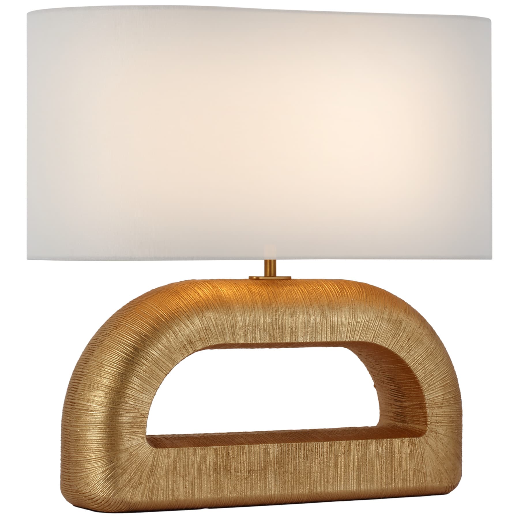 Utopia Combed Console Lamp in Aged Iron with Linen Shade