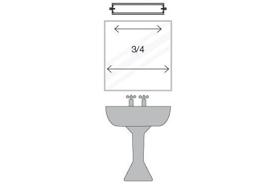 Над зеркалом в ванной комнате